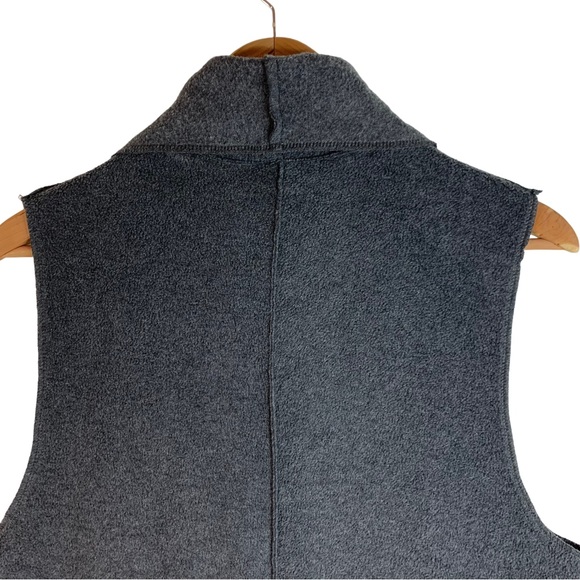 Le Moda Sela Grey Cozy Coat Fleece Vest Sleeveless Waterfall Cardigan One-Size - Picture 7 of 11